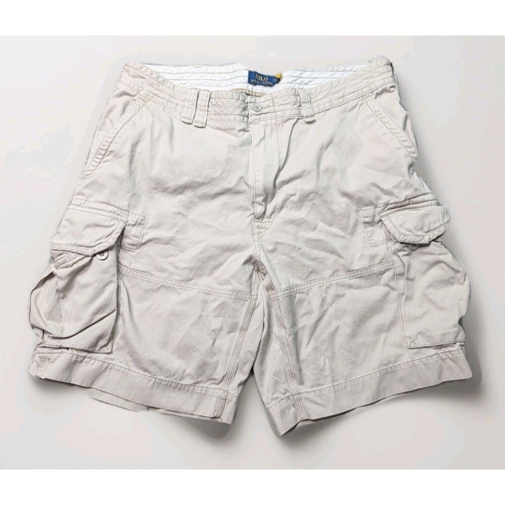 Polo Ralph Lauren Classic Chino Cargo Shorts Men 38 Cotton Beige Khaki